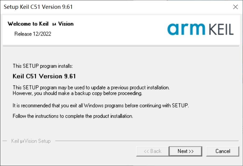 Keil uVision C51 v9.61 installer